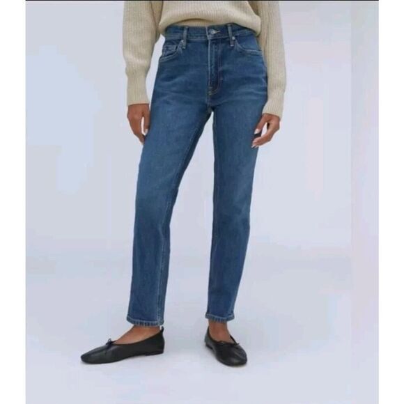 Everlane Denim - Everlane 90s Cheeky High Waist Straight Leg Jeans Blue Size 28 Ankle